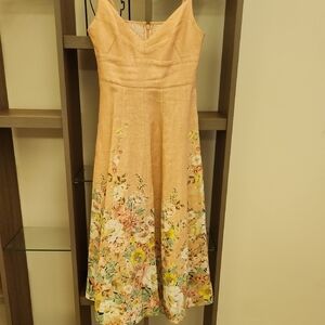 Zimmermann Peach Floral Midi Dress